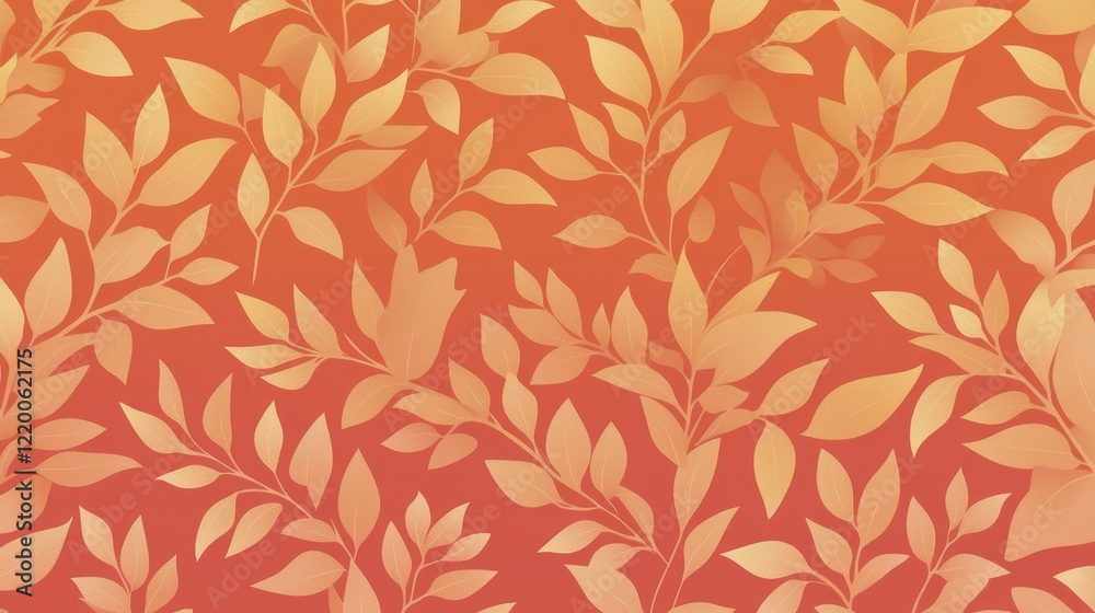 Autumnal Orange Leaf Branch Pattern Design Autumnal Orange Leaf Branch Pattern Design