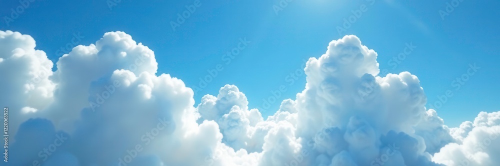 Puffy cotton-like clouds against a brilliant blue, puffy, scenery Puffy cotton-like clouds against a brilliant blue, puffy, scenery