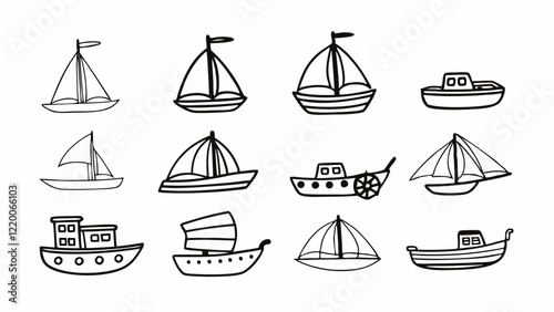 set of sailing ships icons