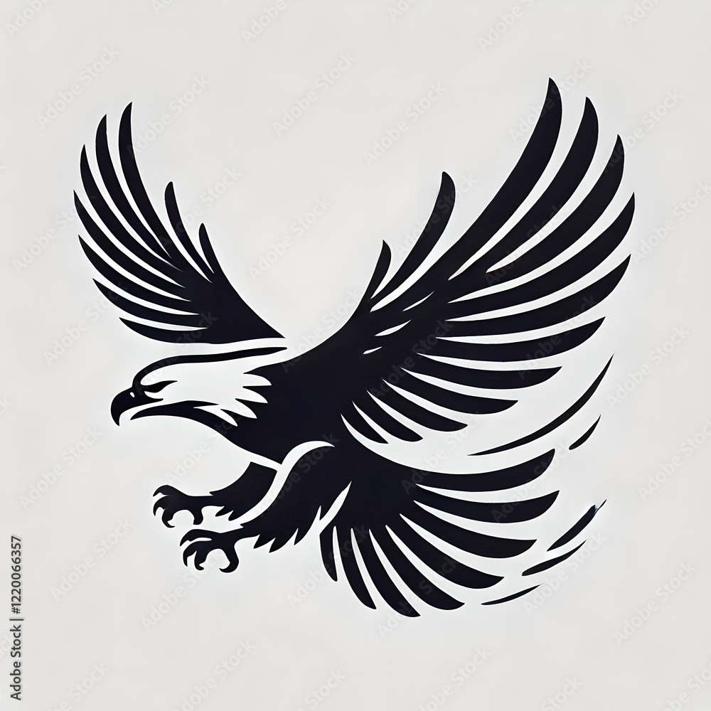 Obraz premium Clean silhouette of a soaring eagle, tattoo