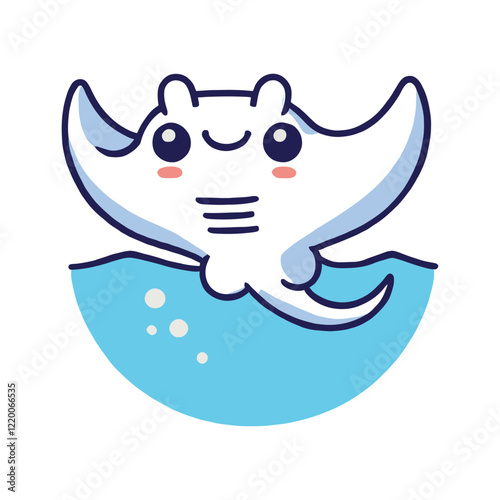 Adorable Cartoon Stingray Ocean Illustration