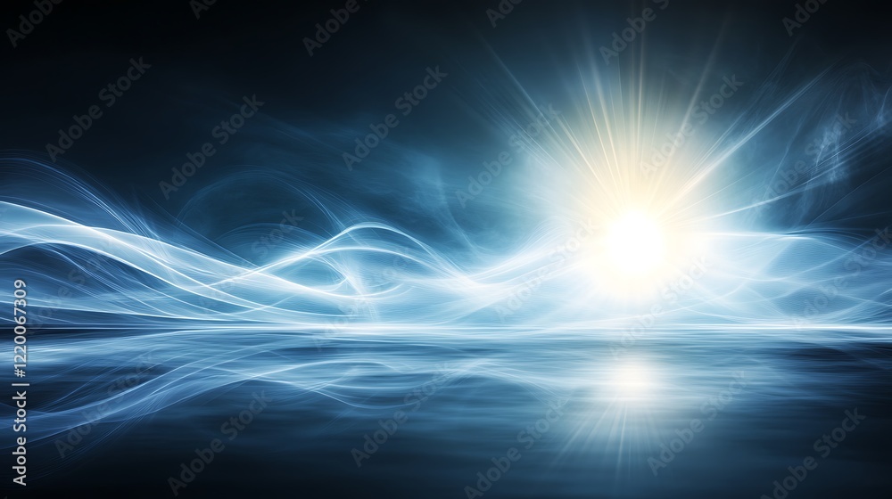 Abstract Blue Waves and Bright Celestial Light Abstract Blue Waves and Bright Celestial Light