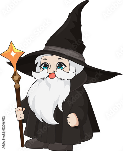 Chibi magician character wizard vector