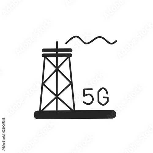 Wave transmitting tower and radio mast icon,vector signal mast.