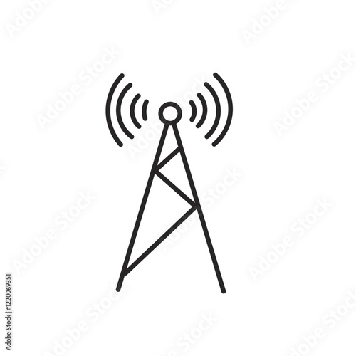 Wave transmitting tower and radio mast icon,vector signal mast.