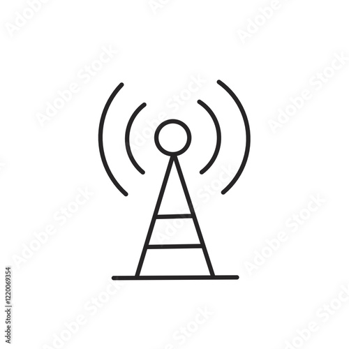 Wave transmitting tower and radio mast icon,vector signal mast.
