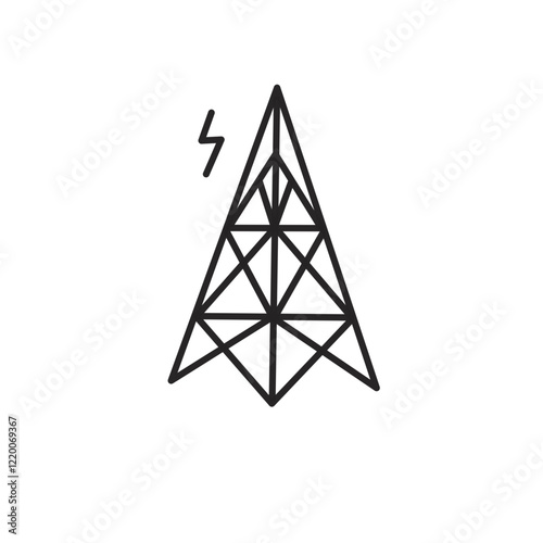 Wave transmitting tower and radio mast icon,vector signal mast.