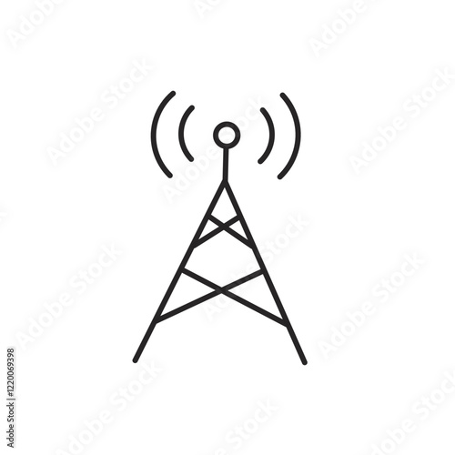 Wave transmitting tower and radio mast icon,vector signal mast.
