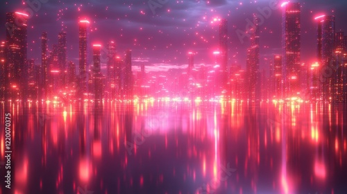 Neon Dreams: Futuristic Cityscape with Vibrant Glow and High Contrast Realism