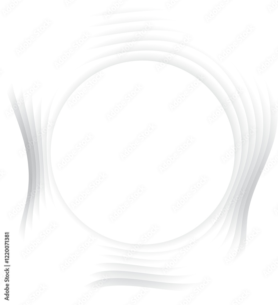 Circle ripple wavy shape with shadow in paper cut style Circle ripple wavy shape with shadow in paper cut style
