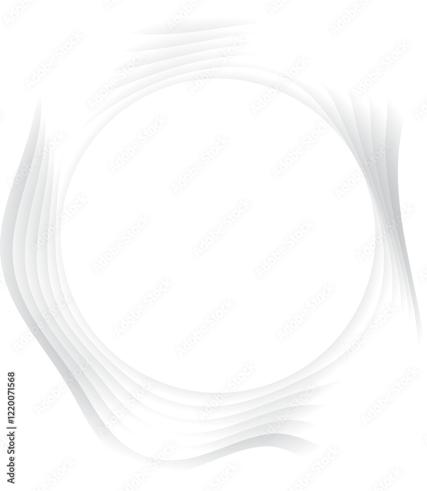 Circle ripple wavy shape with shadow in paper cut style