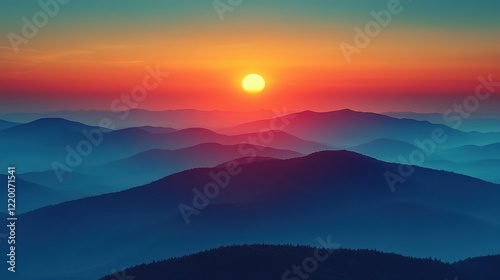 Majestic Mountain Range at Sunrise with Hyper-Realistic Details and Dramatic Shadows