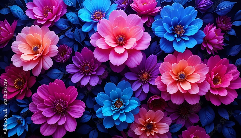 Obraz premium Vibrant Colorful Flowers Blooming Together In Harmony