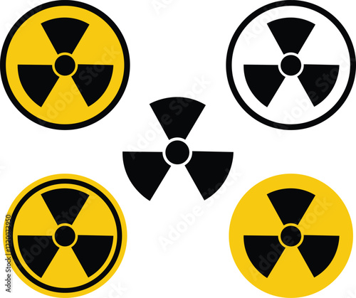 Different versions of the internationally recognized radioactive hazard symbol.