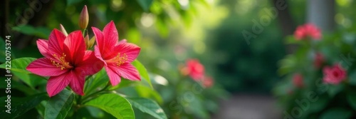 Rare and exotic fuengfah flowers in a shaded garden area, garden, foliage