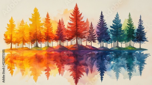 Ethereal Waters: Surreal Floating Islands in Watercolor with Bold Outlines