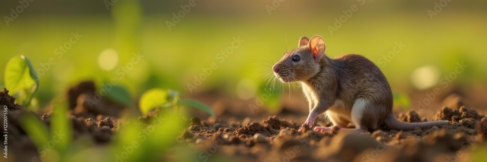 Rats in agricultural field with crops damaged, agriculture, fur, earthy tones Rats in agricultural field with crops damaged, agriculture, fur, earthy tones