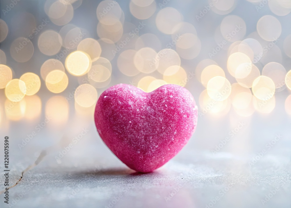 Fototapeta premium Minimalist Pink Heart Candy Valentine's Day Stock Photo
