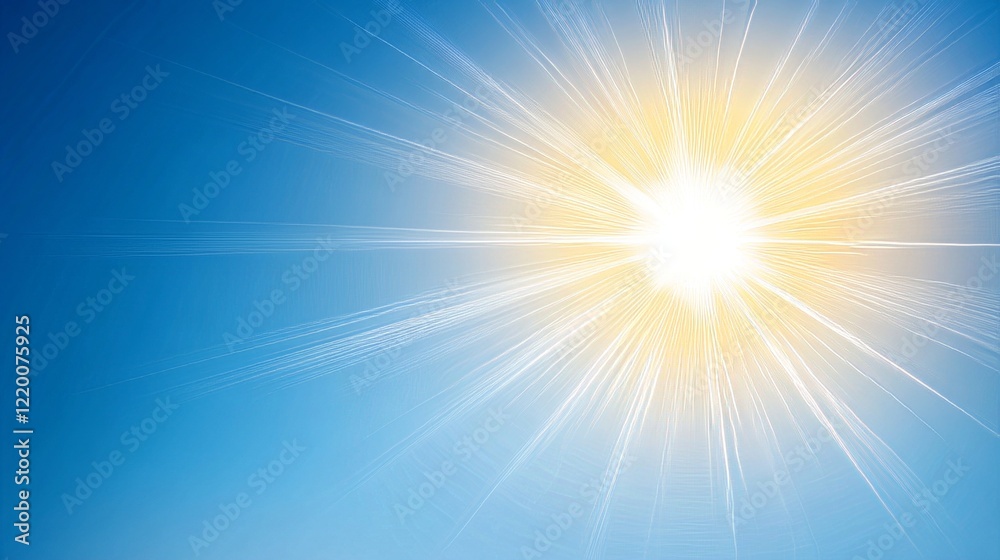 Bright Sunlight Radiating Across Blue Sky