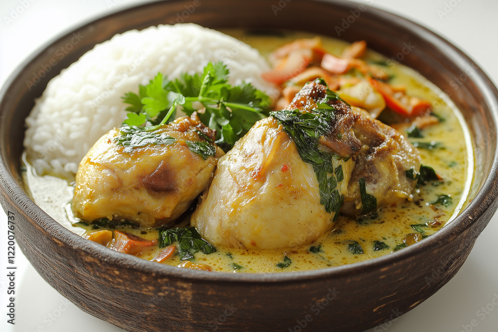 Delicious Chicken Curry with Rice and Fresh Herbs Delicious Chicken Curry with Rice and Fresh Herbs