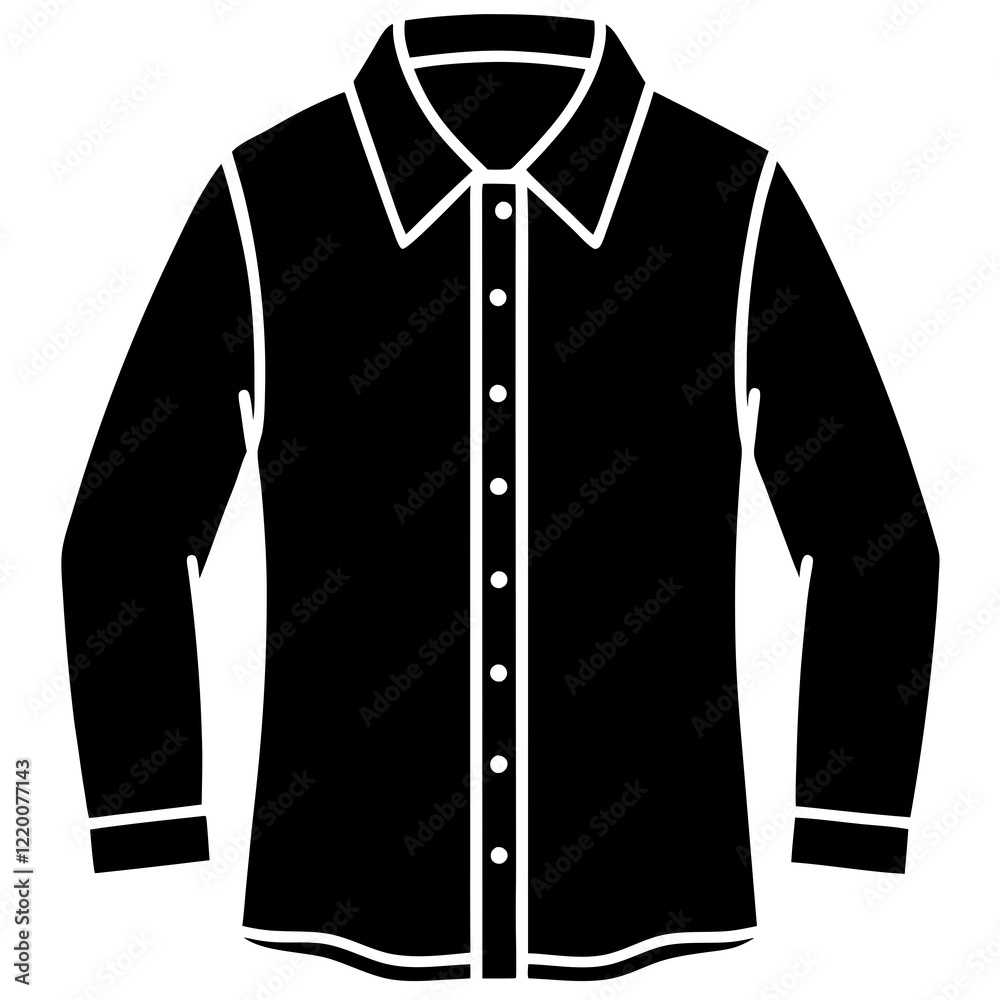 Classic Button-Up Shirt Silhouette on White Classic Button-Up Shirt Silhouette on White