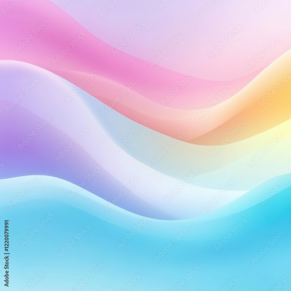 Fototapeta premium Vibrant Fluid Waves of Pastel Rainbow Colors in Soothing Gradient Design