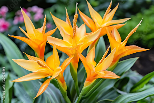 Vibrant Yellow and Orange Heliconia Close-Up photo