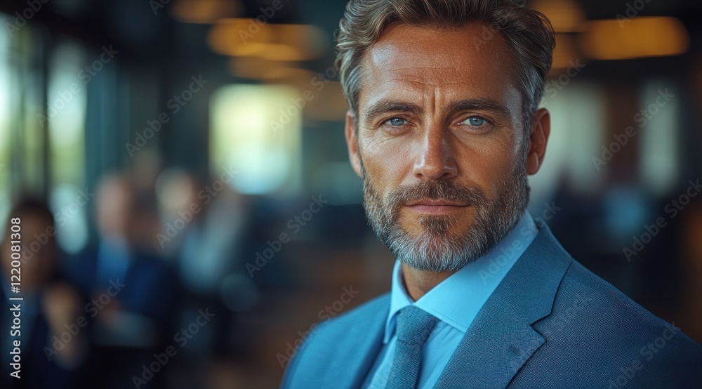 Fototapeta premium Business Meeting Presentation by Charismatic Speaker in Modern Office Focused on Teamwork and Strategic Collaboration