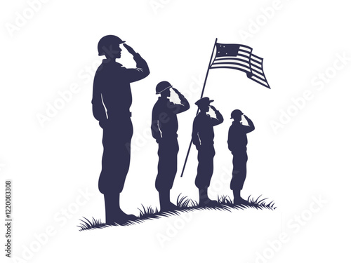 Salute Soldier Silhouette Vector. Soldier Saluting Silhouette Vector for Military and Patriotic Designs