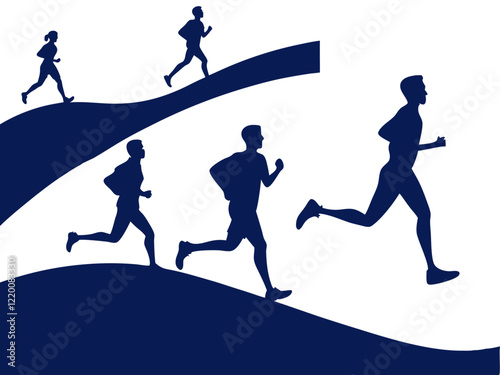 Set of Sportsman Running Silhouette Vector | Running Silhouettes of Sportsman for Fitness, Exercise, and Athletic Themes