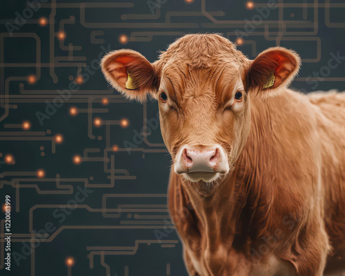 livestock technology concept. Digital herd management systems, integrating breeding analytics with health, nutrition, and productivity data photo