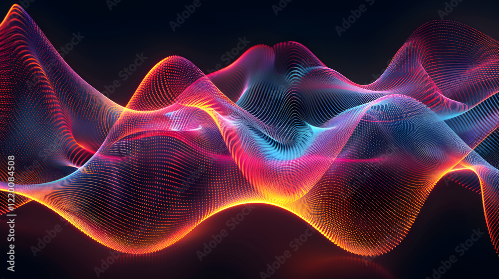 Fototapeta premium Abstract waves of light in vibrant colors, representing sound or data visualization.