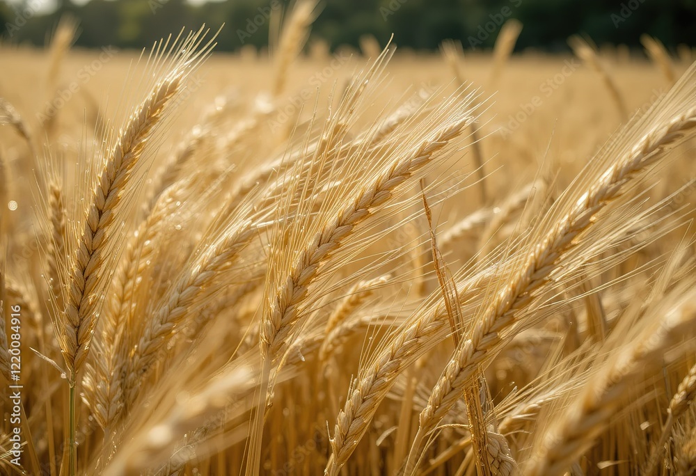 A close-up view of a sunlit field of ripe golden wheat, ready for harvest. A close-up view of a sunlit field of ripe golden wheat, ready for harvest.