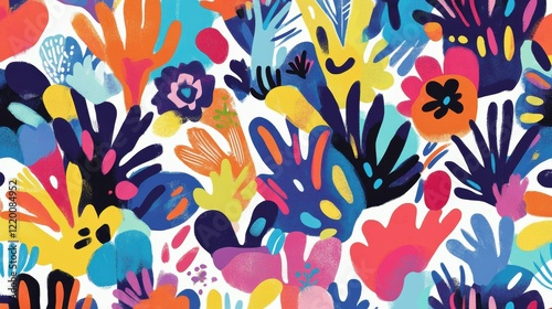 Vibrant Abstract Floral Pattern Design Featuring Bold Colors