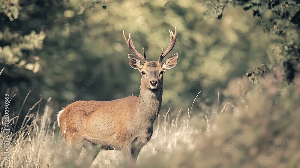 A deer is standing in a field of tall grass A deer is standing in a field of tall grass