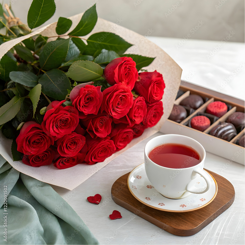 a composition for valentine s day with a bouquet a composition for valentine s day with a bouquet