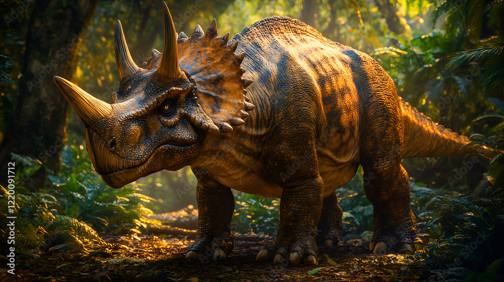 Fototapeta premium triceratops in the jungle