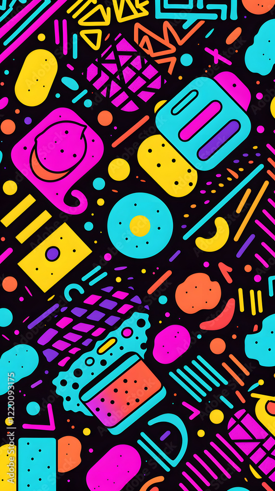 Digital retro fabric print geometric pattern graphics poster background Digital retro fabric print geometric pattern graphics poster background