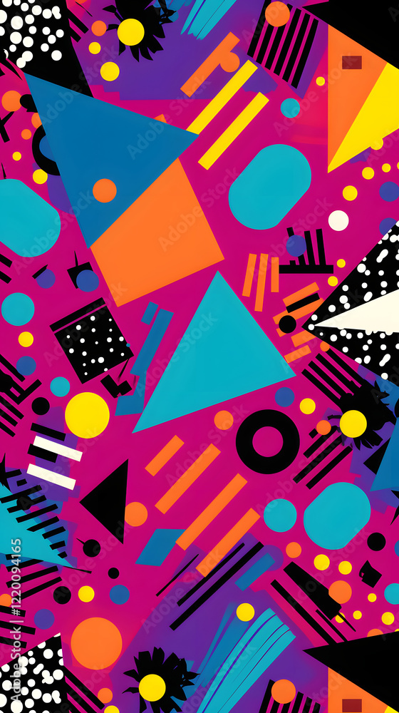 Naklejka premium Digital retro fabric print geometric pattern graphics poster background