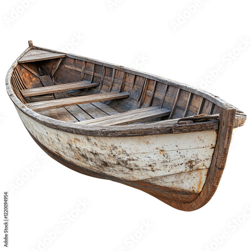 Old wooden boat isolated on transparent background