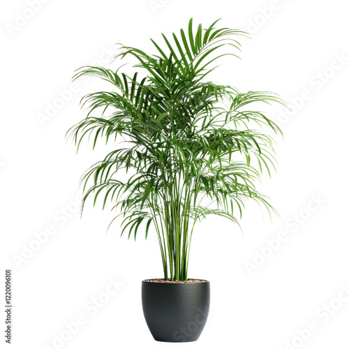 A tall indoor plant in a large pot, isolated on a transparency background