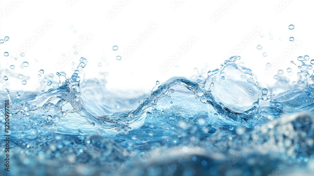 Crystal-clear water splashing, creating dynamic waves and droplets. Ideal for purity, freshness, or hydration themes. Crystal-clear water splashing, creating dynamic waves and droplets. Ideal for purity, freshness, or hydration themes.