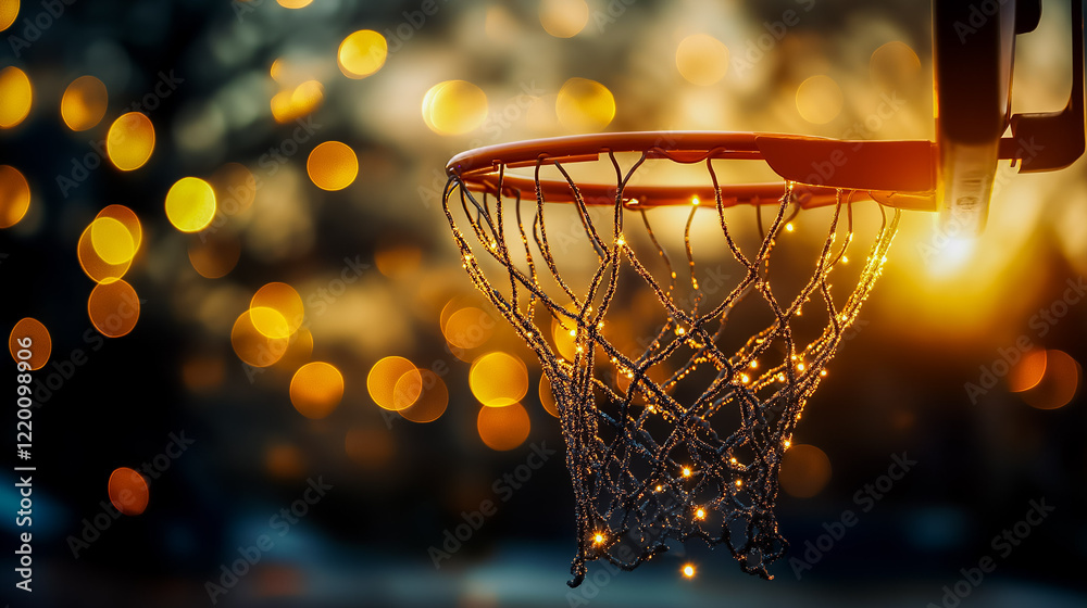 Cozy Sparkling Light Through Basketball Net Cozy Sparkling Light Through Basketball Net