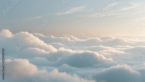 A serene view of soft, fluffy clouds beneath a gentle sky, creating a peaceful and tranquil atmosphere.