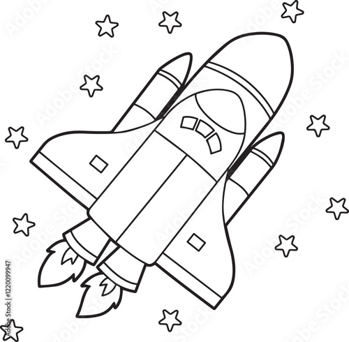 illustration of a rocket ,space, rocket, shuttle, vector, illustration, isolated, cartoon, launch, drawing, sketch, white, spaceship, hand, technology, nasa
