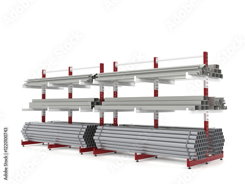 фотографія Cantilever Racking, Industrial warehouse, 3D Rendering.
