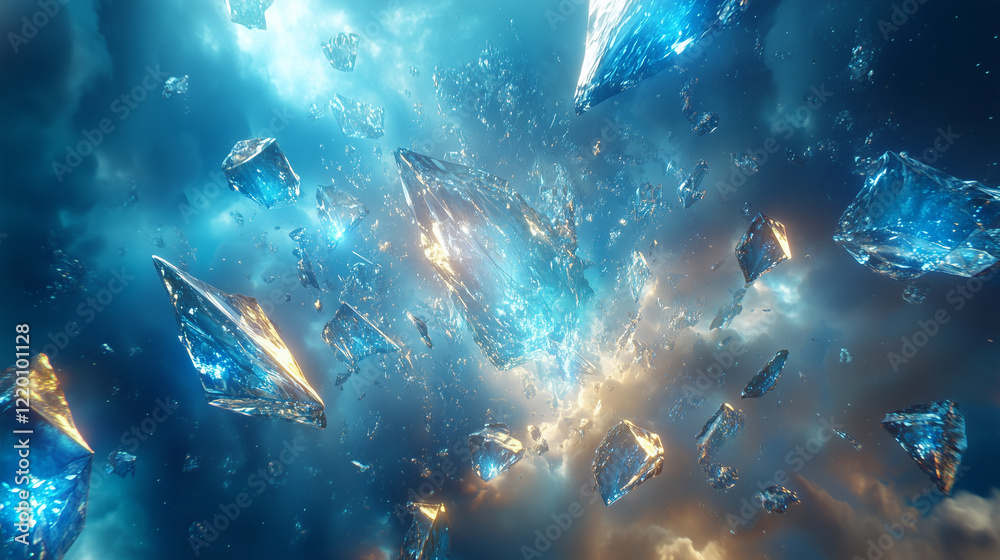 Fototapeta premium Glowing Cosmic Crystals in Vibrant Nebula