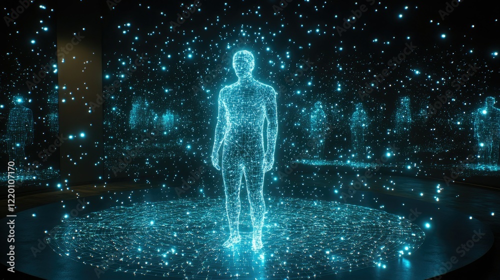 Fototapeta premium Digital Humanoid in a Network of Light