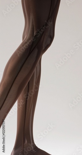 Close-up of legs in sheer brown stockings with a seam detail.  Elegant and sophisticated.