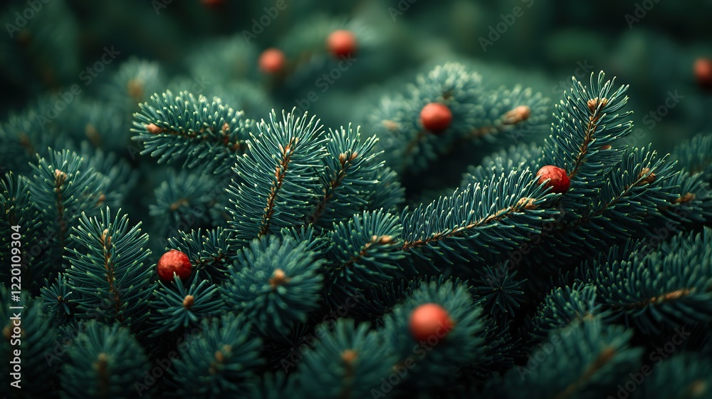 Xmas banner with close-up of green fir tree branches and dark copy space. Winter nature texture for holiday flyer or social media design. Xmas banner with close-up of green fir tree branches and dark copy space. Winter nature texture for holiday flyer or social media design.